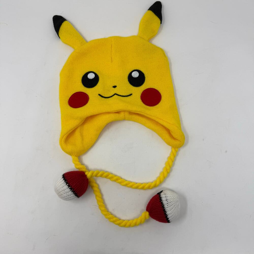 Pokémon Pikachu Laplander Hat One Size Yellow Poké Ball Tassels Kawaii Cosplay